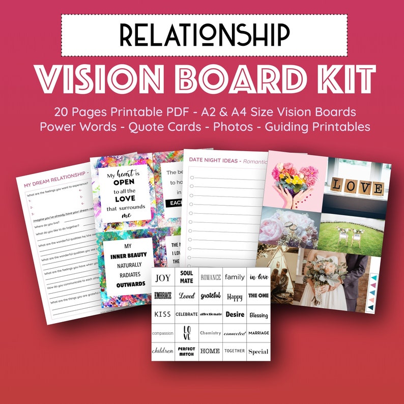 Relationship Vision Board Printables Kit Attract Love Etsy Australia