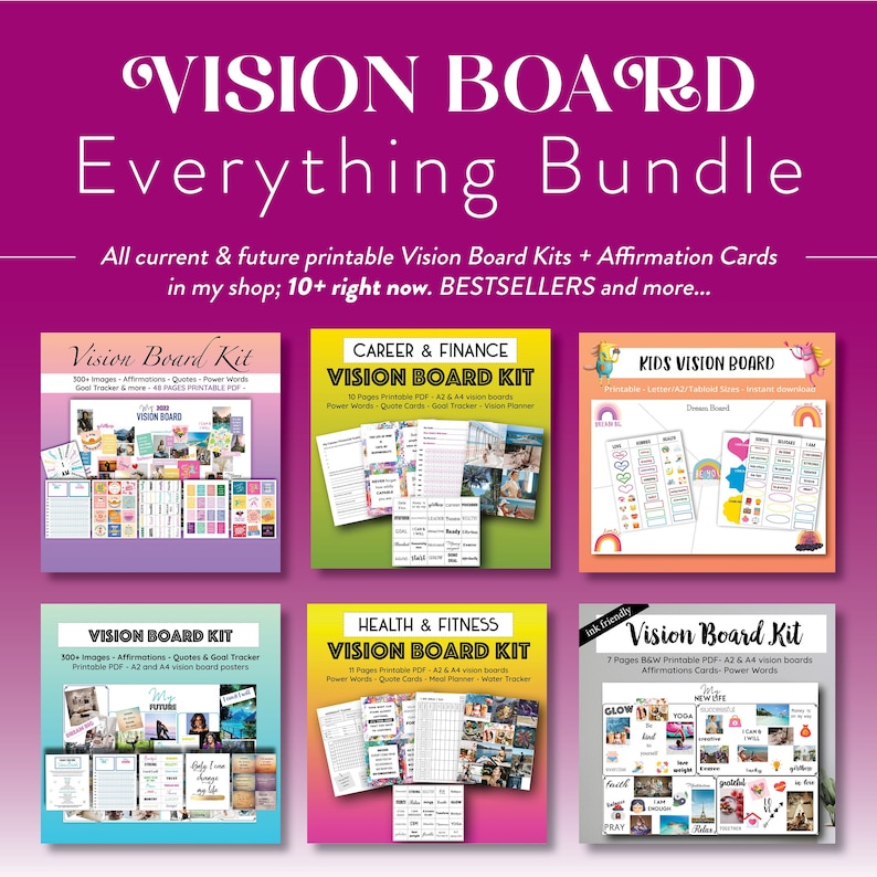 Ultimate Vision Board Printables Bundle Vision Board Party - Etsy Canada