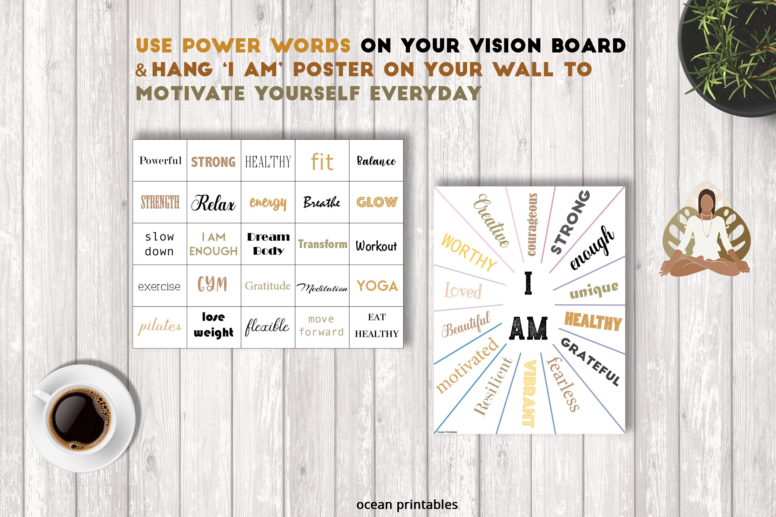 Printable Wellness & Spiritual Vision Board Kit 2024, Manifestation