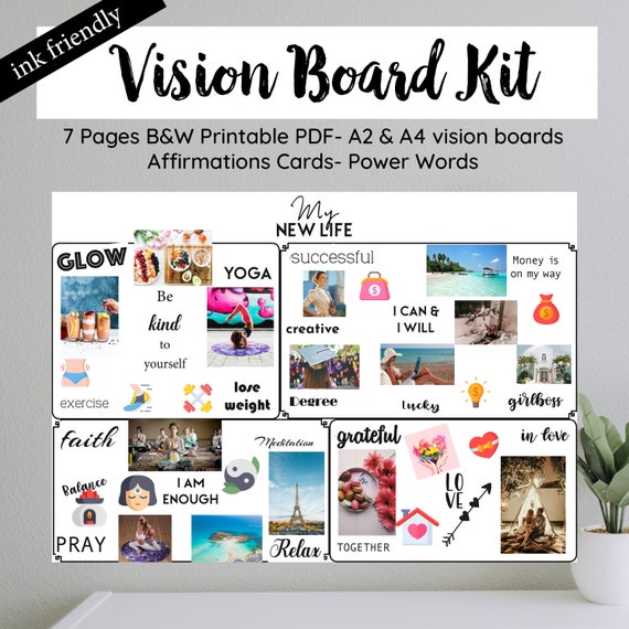 Vision Board Kit Power Words Printable Affirmation Quote | Etsy