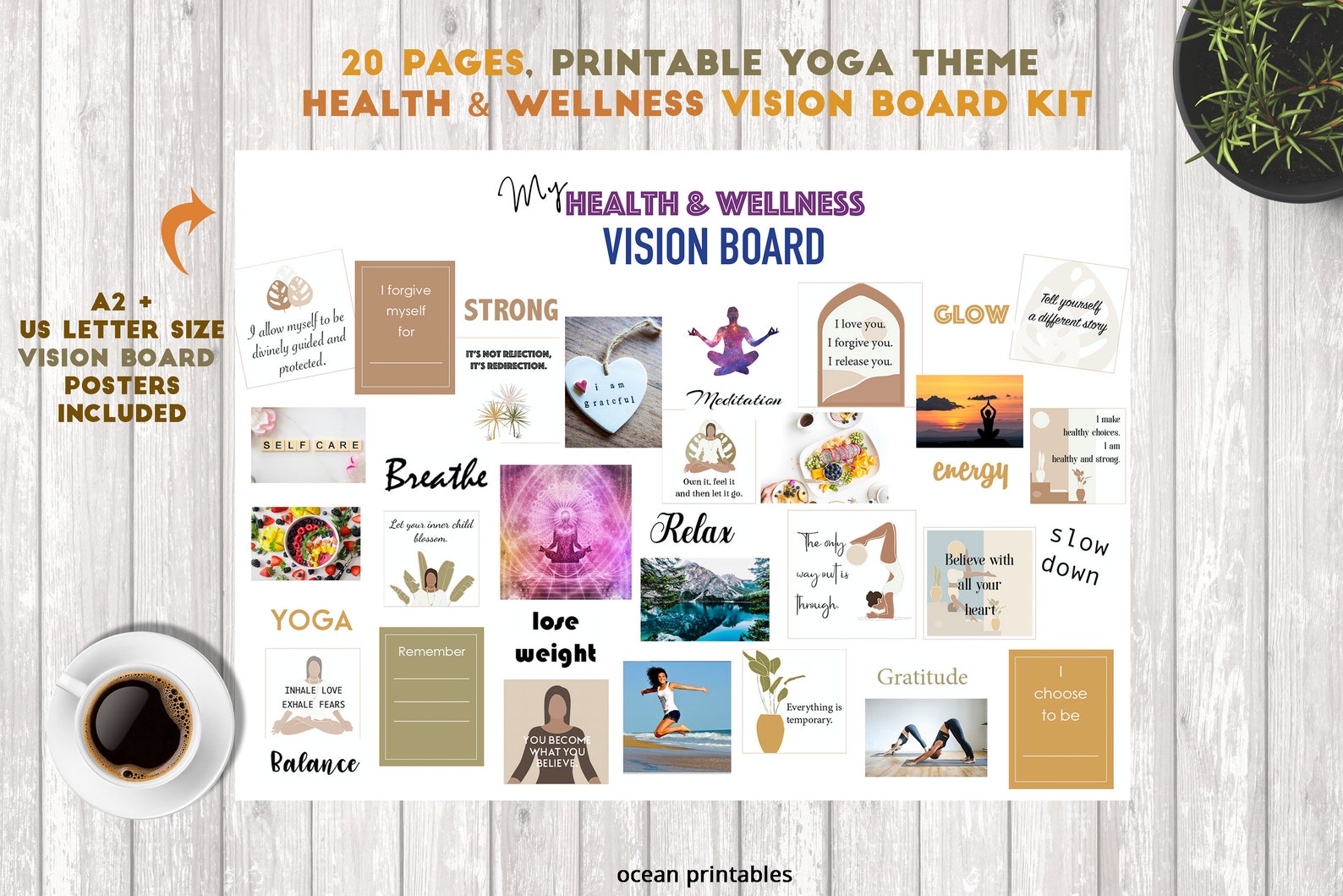 2023 Health Wellness Vision Board Kit Power Words Printable Etsy