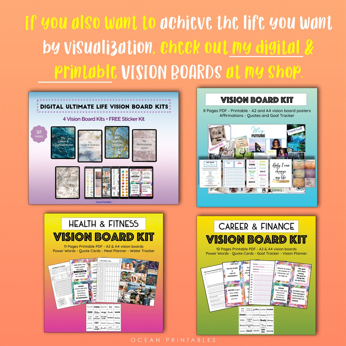 Kids Vision Board Printable Kit, Homeschool Worksheets for Kids, Home ...