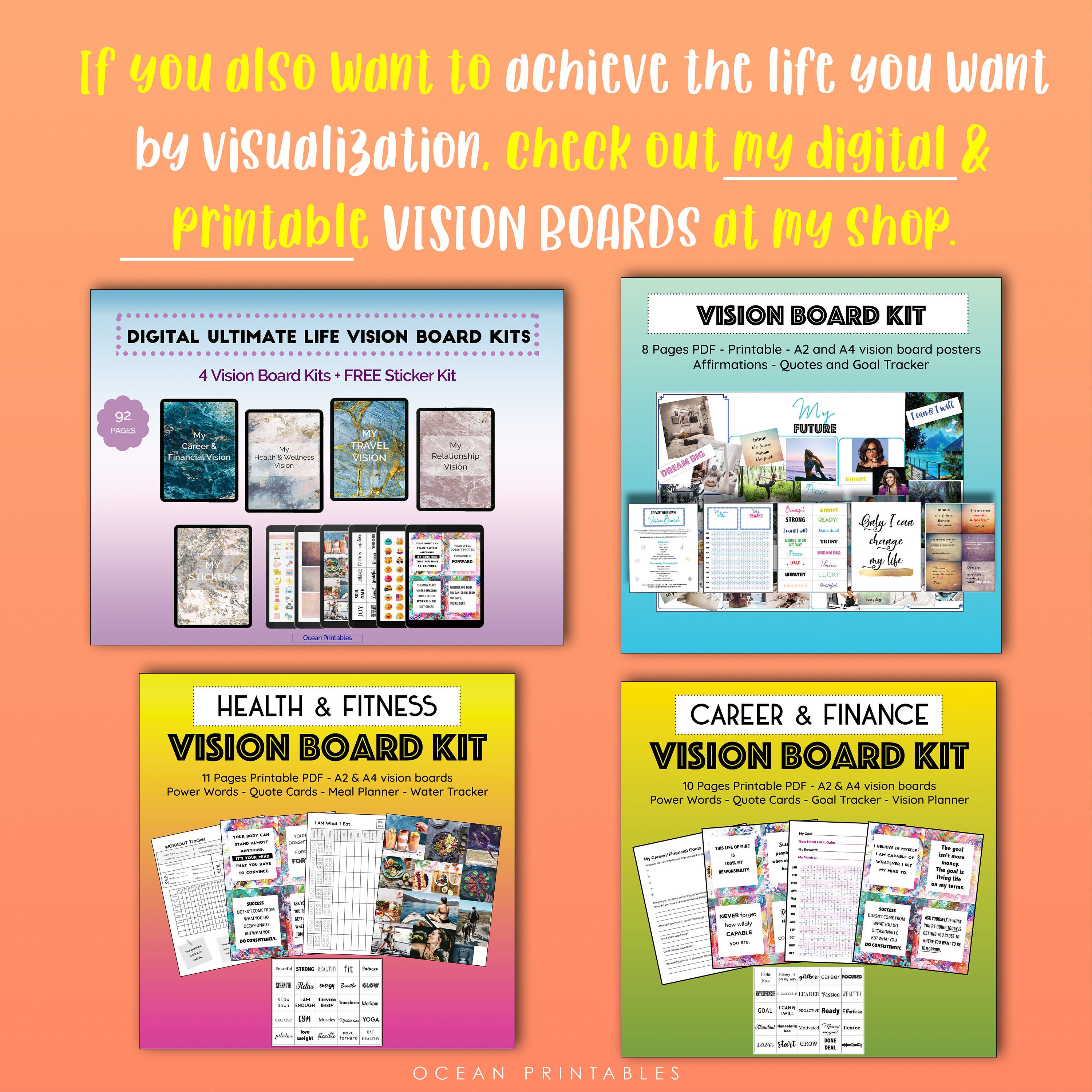 Kids Vision Board Printable Kit, Homeschool Worksheets for Kids, Home ...
