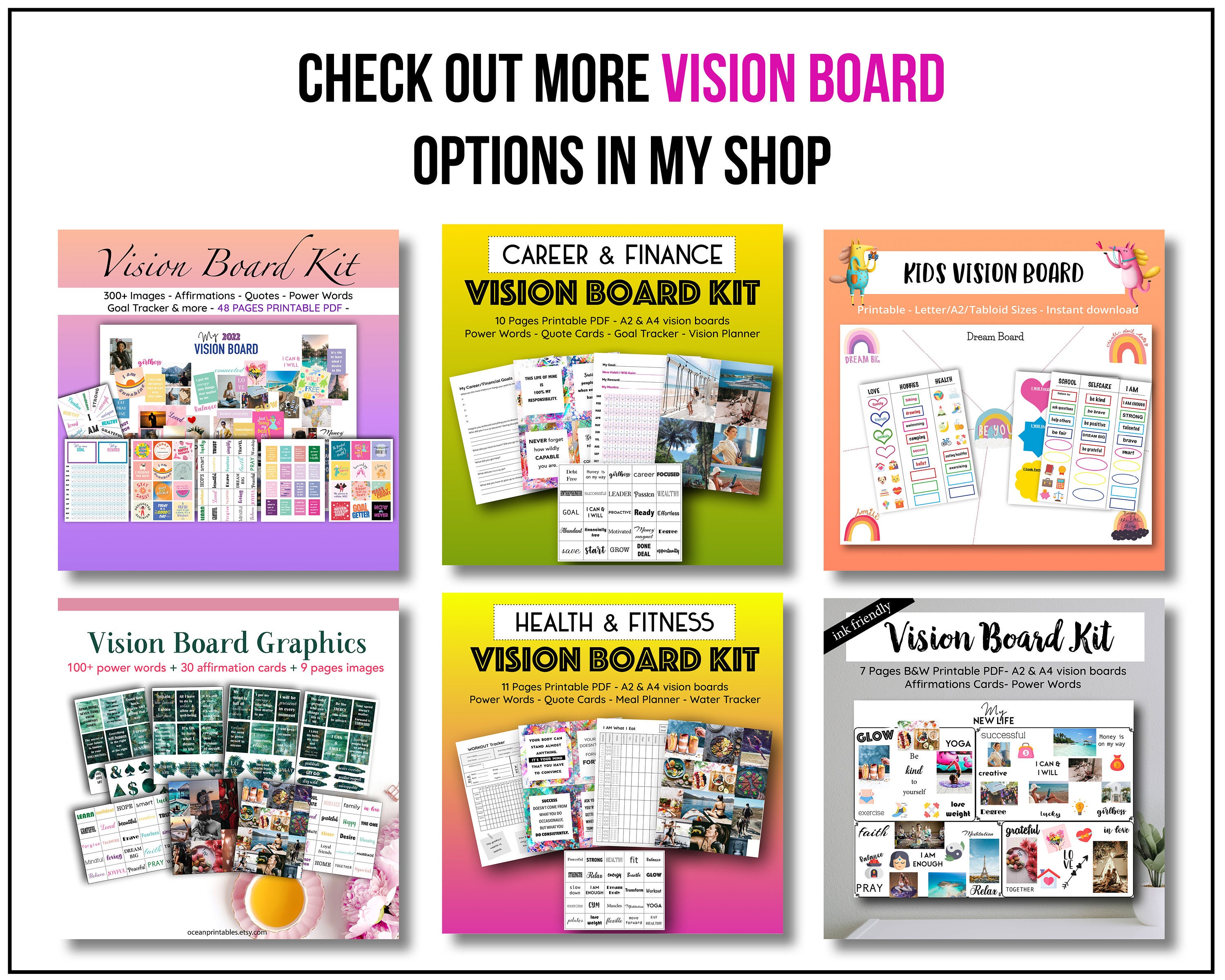 Tavenly Vision Board Kit for Adults - Memo Board & Vision Board with S