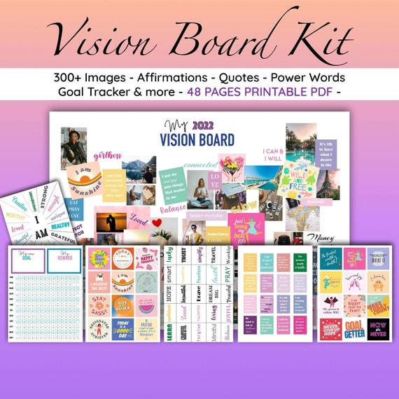 2023 Vision Board Kit Power Words Printable Affirmation - Etsy