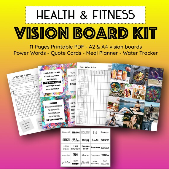 Health Fitness Vision Board Kit Weight Loss Affirmations | Etsy