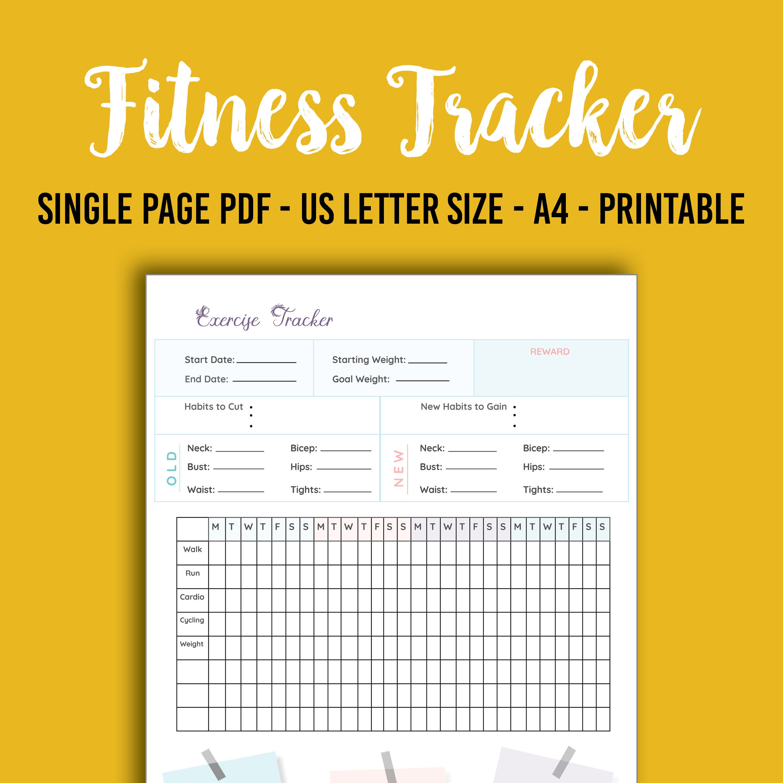 Weekly Exercise Tracker Printable Weekly Exercise Tracker Printable