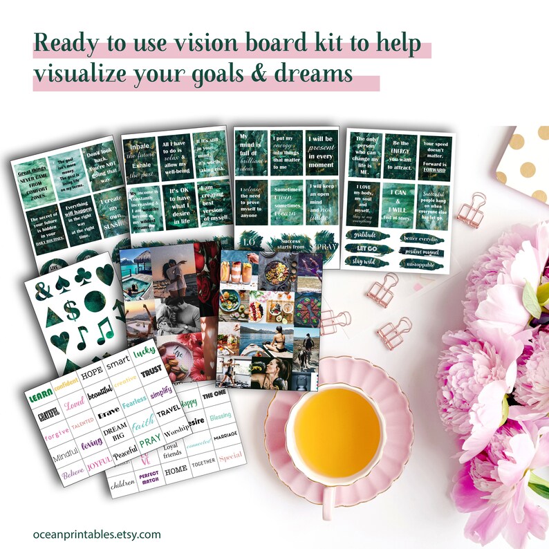 Vision Board Printables Kit 2024 Manifestation Quote Cards Etsy Canada