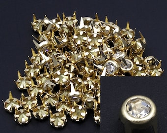 Kristall Nieten Strass Diamant Spikes Nieten f/ür Leder//G/ürtel//Handtasche Leder Dekoration Gold 50 St/ück Strass Ohrstecker