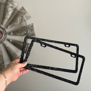 GLAS Solide dikke zwarte brede of dunne nummerplaatlijst Bedazzled