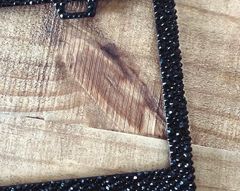 SOLID BLACK Chunky Bedazzled License Plate Wide Frame Bling