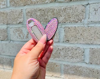 Baby Pink AB on Silver Key Fob Cover Bedazzled