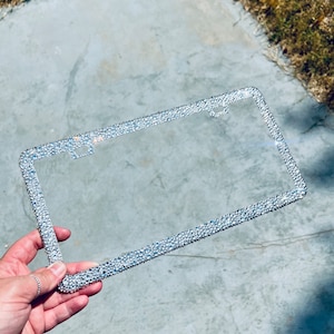 CHUNKY Regular Crystal Glass Rhinestone License Plate Frame Bedazzled Non AB