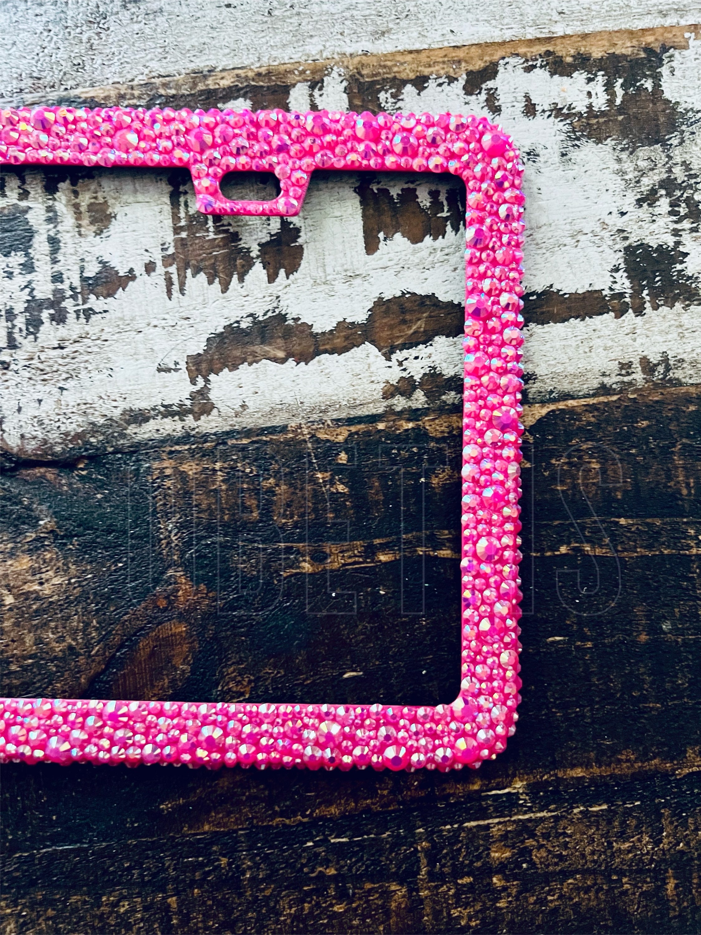 Pink License Frame SOLID Hot Pink AB License Plate Frame Bling Bedazzled - Etsy