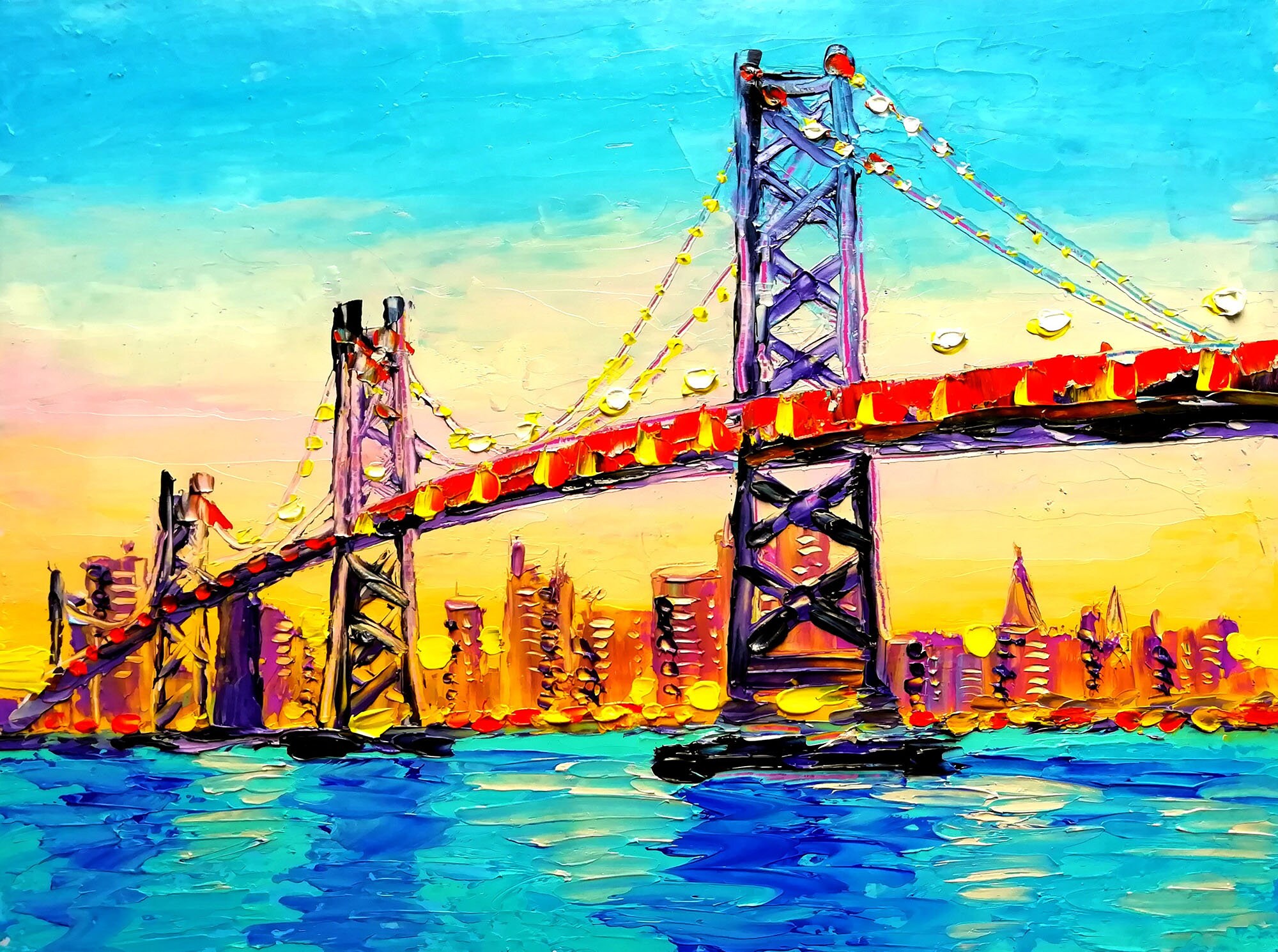 Bridge Painting San Francisco Original Art Oakland Bay Oil Etsy