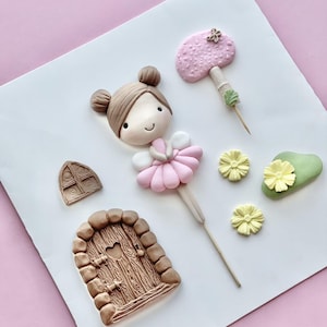 Fairy Flapper set (fondant cake toppers) pinkset-no butterfly