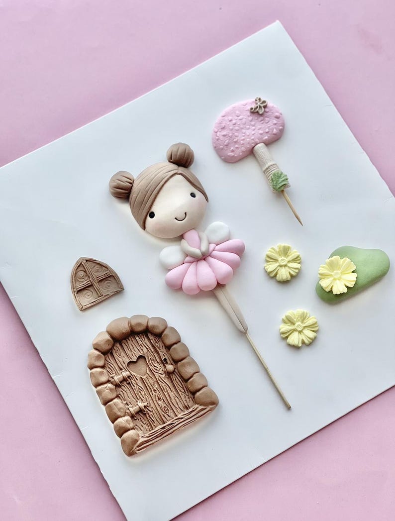 Fairy Flapper set (fondant cake toppers) pinkset-no butterfly