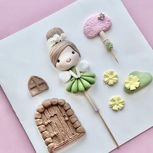 Fairy Flapper set (fondant cake toppers) green-no butterfly