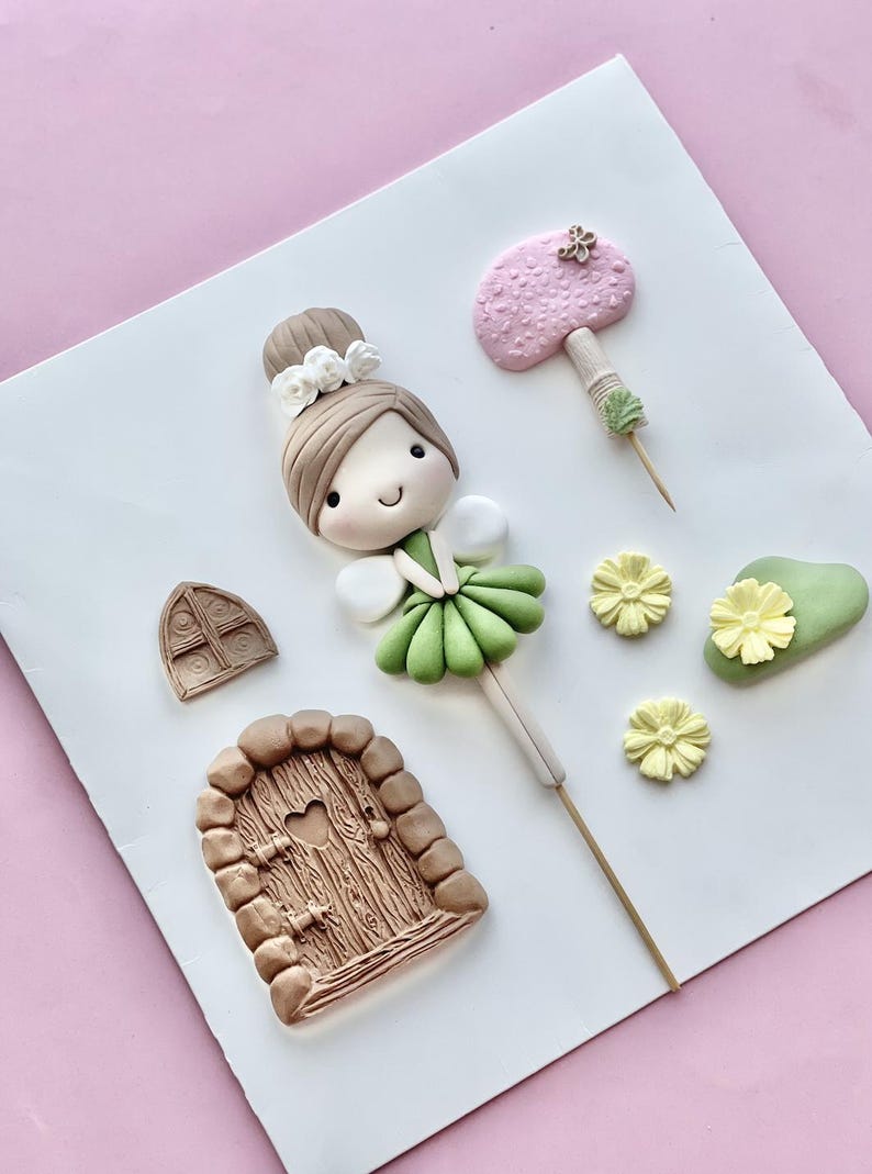 Fairy Flapper set (fondant cake toppers) green-no butterfly