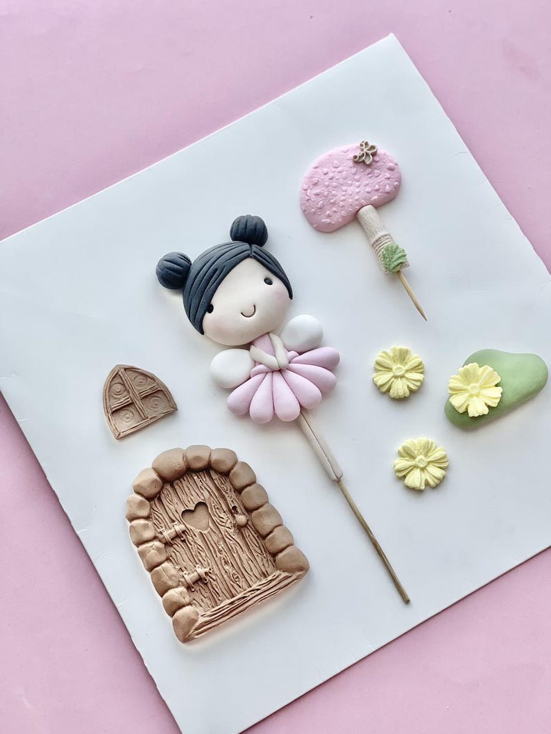 Fairy Flapper set (fondant cake toppers) black-no butterfly