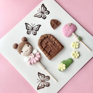 Fairy Flapper set (fondant cake toppers) Pink Fairy Set