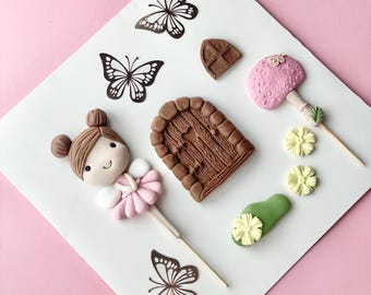 Fairy Flapper set (fondant cake toppers)
