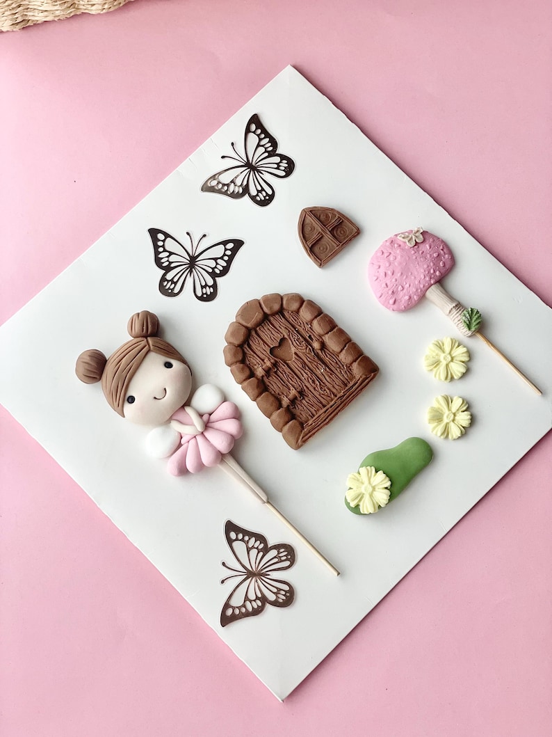 Fairy Flapper set (fondant cake toppers) Pink Fairy Set