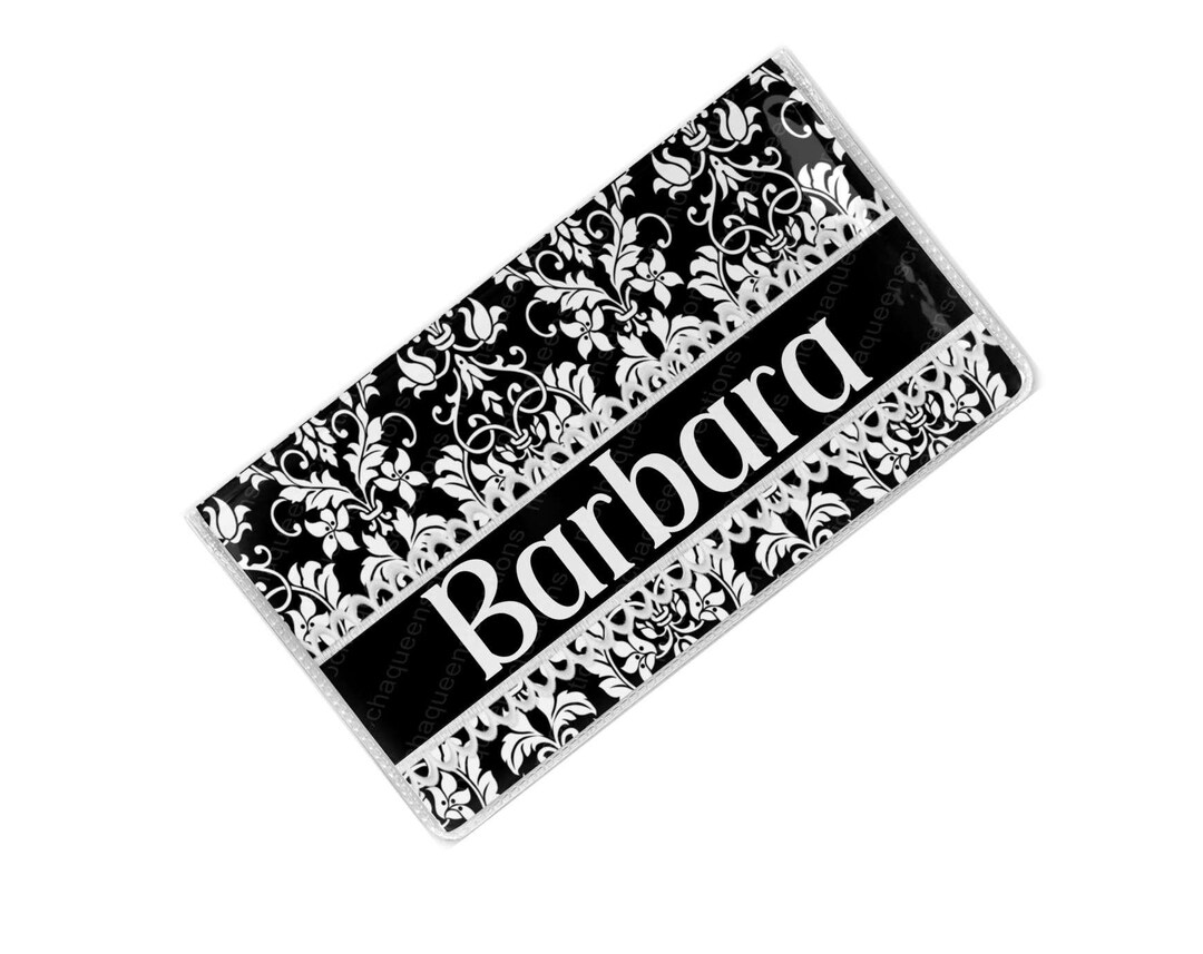 20252026 Pocket Calendar Black White Floral 2 Year Personalized