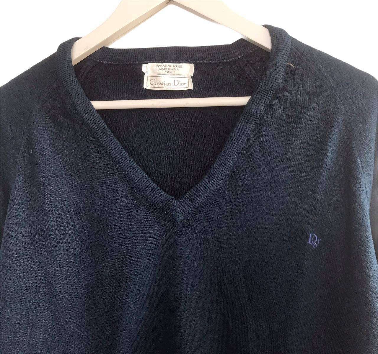 Vintage Christian Dior Small Embroidery Logo on Chest V-neck Knitwear ...