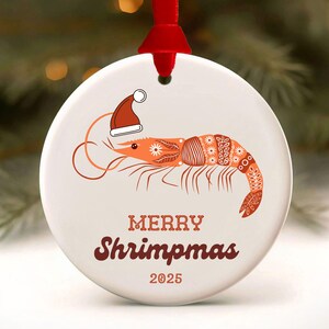 Shrimp Ornament, Merry Shrimpmas Christmas Ornament, Funny Crustacean Christmas White Elephant Gift, Sushi Lover Gag Gift