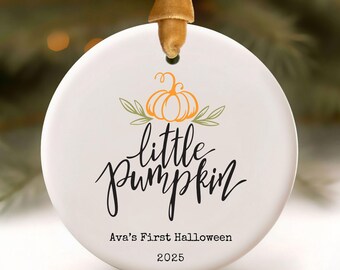 First Halloween Ornament, Personalized Baby Pumpkin Custom Photo Boo Basket Tag with Gift Box