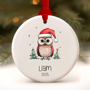 Owl Ornament, Personalized Little Kid's Name Christmas Keepsake