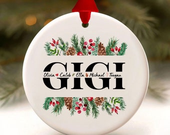 Gigi Christmas Ornament 2026, Personalized Grandma Kids Ornament, Nana Grandkids Names Ornaments