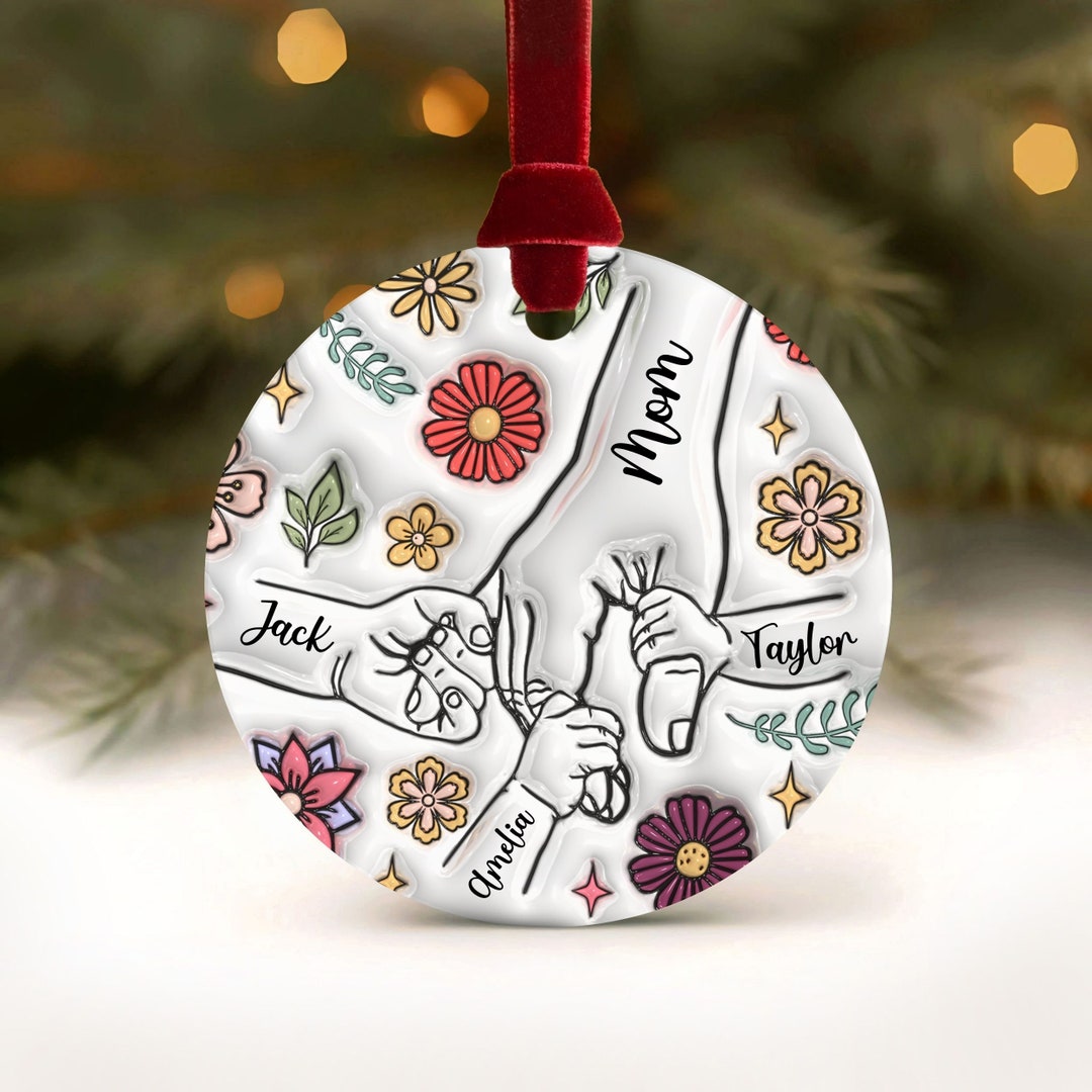 You Hold Hands Also Our Hearts Ornament, Single Mom Ornament Gift Family Mother's Day 2025 Mom ...