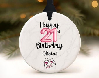 21st Birthday Ornament, 21st Birthday Gift, Sis 21st Birthday Gift for Her, Pink 21st Birthday, Happy 21st Birthday Gifts for Girl