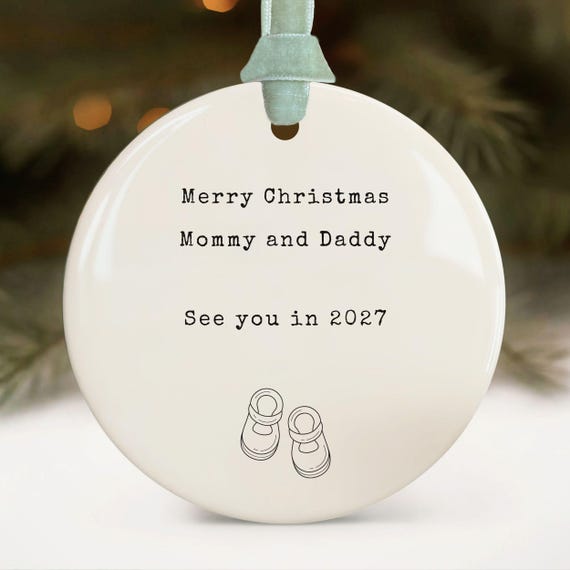 Expecting Baby Ornament 2026, Personalized Parents Couples Pregnancy Reveal, Unborn Baby Bump Christmas Ornaments