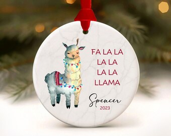 Llama Ornaments Peruvian Llama Gifts Fa La La La La Llama Peru Christmas Ornament 2024 Personalized Cute Llama Xmas Decor