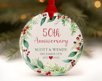 50th Anniversary Ornament 59th Anniversary Gift 55th Anniversary Christmas Ornament 45th 10th 25th 50 Anniversary Gift Porcelain 1983 1973