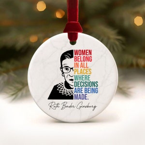 Feminist Gifts RBG Gifts Ruth Bader Ginsburg Ornament Merry Resistmas Law School Gift JD Graduate Grad Ornament Phd Christmas Ornament 2023