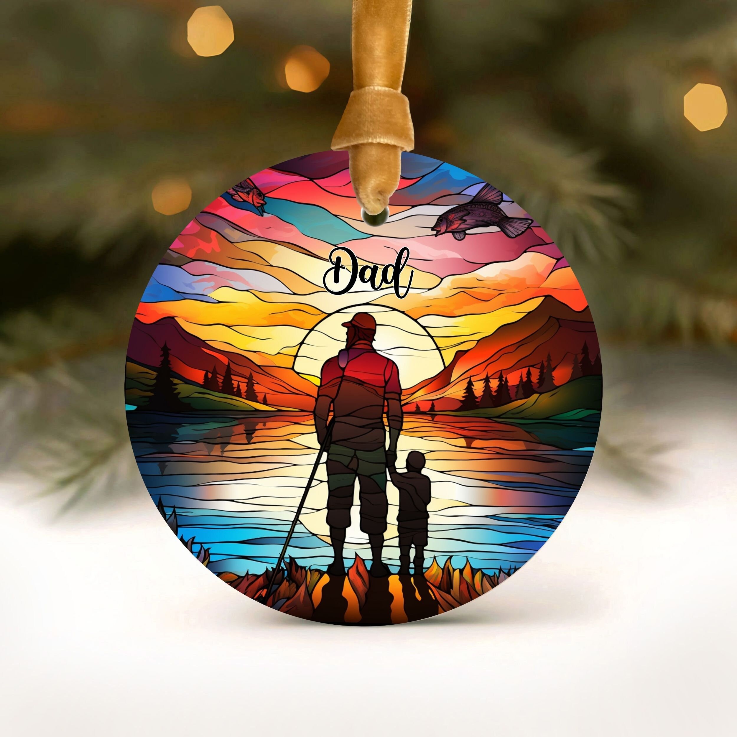 Dad Fishing Ornament, Fishing Christmas Ornament, Gift for