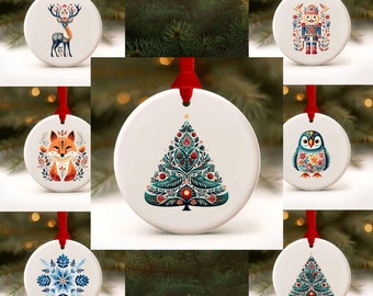 Christmas Ornaments Set 6pcs 2023 Xmas Ornament Scandinavian Nordic Decor Personalized Ceramic Holiday Ornaments