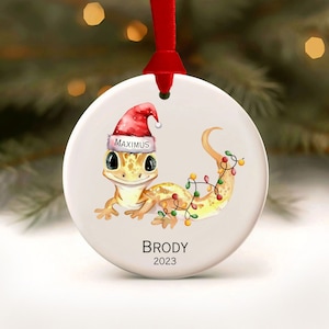Gecko Christmas Ornament Lizard Bearded Dragon Pet Beardie Ornament Kids Name Personalized Xmas Ornament Merry Beardmas