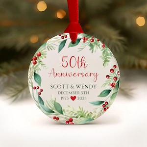 50th Anniversary Ornament 2025 59th Anniversary Gift 55th Anniversary Christmas Ornament 45th 10th 25th Anniversary Gift Porcelain 1985 1975