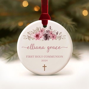 First Communion Gift Girl, Personalized 1st Communion Ornament, Holy Communion Gift for Girl, Christian Christmas Keepsake Heirloom