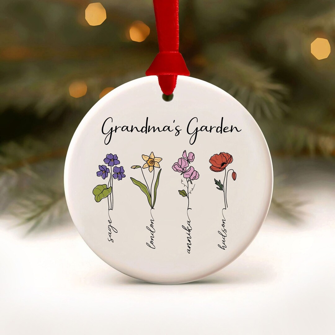 Personalized Grandmas Heart Word-Art Holiday Ornament