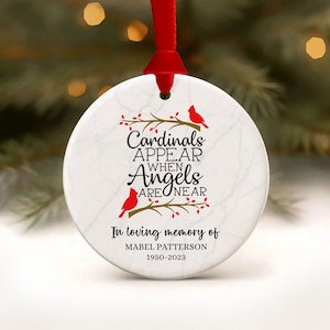 Cardinal Memorial Ornament, Cardinal Angels Remembrance Ornament, Cardinal Christmas Ornament, Red Bird Memory Ornaments, Sympathy Gifts,