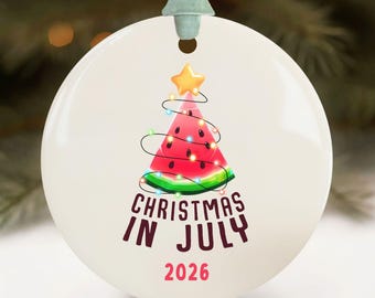 Christmas in July Ornaments 6pc Set, Watermelon Summer Tree Ornament