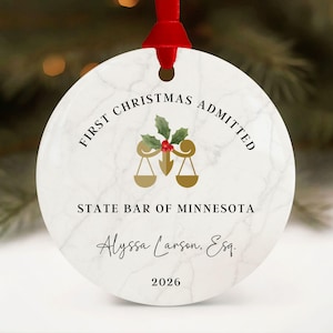 Attorney Ornament, New Lawyer Graduation Gift, Passed the Bar Exam Personalized Christmas Ornaments