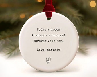Mother of Groom Gift from Son Personalized Ornament Groom Gift for Mom Wedding Gifts, Parent Gifts from Groom Wedding Day Gift Mom of Groom