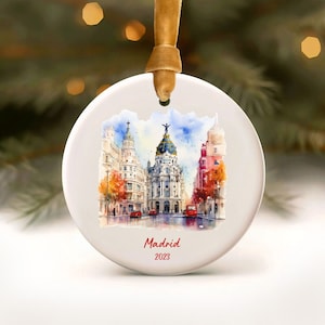 Madrid Ornament Madrid Christmas Ornaments Spain Gift European Christmas Travel Ornaments Spain Art Xmas Ornaments Study Abroad Gift